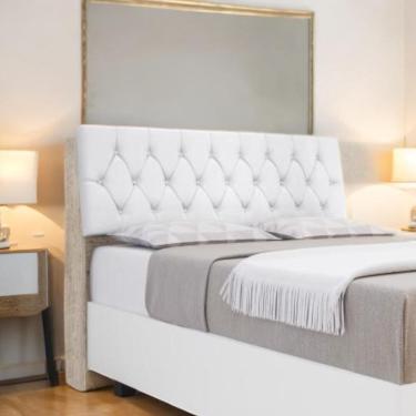 Imagem de Cabeceira Estofada Ísis Solteiro Amarula com Capitonê Branco