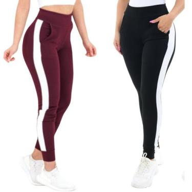 Imagem de Kit 2 Calça Feminina Jogger com Listra na Lateral em Crepe - Momentos 