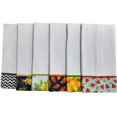 Imagem de Kit Pano de Prato Barrado Santa Margarida com Viés Atacado 10p