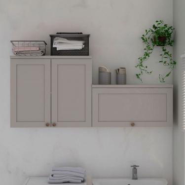 Imagem de Armário Multiuso Acquaflex 3 Portas Clean Branco Fosco/Marrom Claro - Genialflex