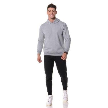 Imagem de Blusa de Frio Masculina Cinza Moletom Canguru com Capuz - CHIELLA., GG