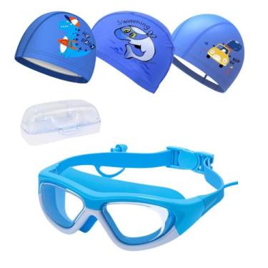 Imagem de Kit Max Óculos e 3 Toucas de Natação Infantil Hero Band Coleção Tibumm