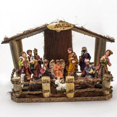 Imagem de Kit Presépio Resina 14 Peças 12 Cm Com Casinha N2 - Amém Decoração Rel