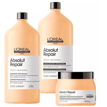 Imagem de Kit L'oreal Gold Quinoa Shampoo, Condicionador e Máscara - L'oreal Pro