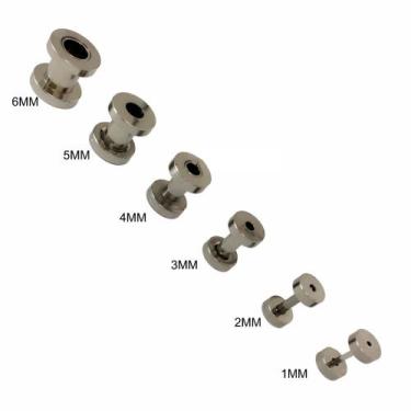 Imagem de Alargador Túnel Brinco Masculino 1mm a 12mm 1 par - sem, Prateado, 4mm