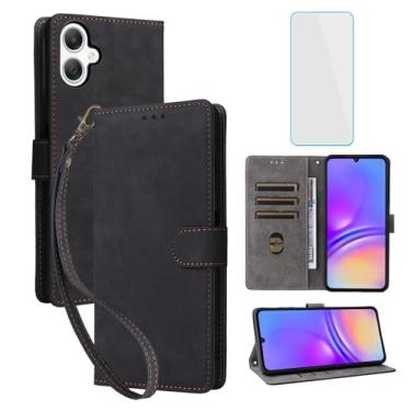 Imagem de IUQXU Capa carteira para celular Samsung Galaxy A06 com protetor de tela [bloqueio RFID] couro flip porta-cartão feminino masculino capa para celular para Samsung A 06 SM-A065F Galaxy Ao6 A06 4G LTE