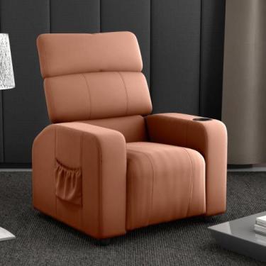Imagem de Poltrona Reclinável para Descanso Pilos Veludo Ferrugem - Mais de Casa