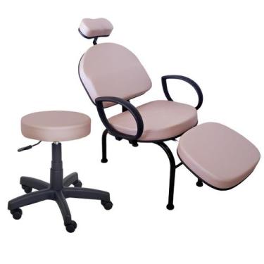 Imagem de Cadeira Conforty + Mocho Maquiagem Cílios Sobrancelha Rosê - For-Ty