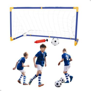 Imagem de Mini Trave Gol Futebol Infantil Kit Golzinho Bola e Bomba - DM Toys
