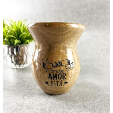 Imagem de Cuia de Madeira Lisa Sem Pé - Lar é Onde o Amor Está - Encanto Laser