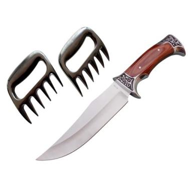 Imagem de Melhor Kit Churrasco Faca Premium Afiada e Duas Garras Urso - FACATOP