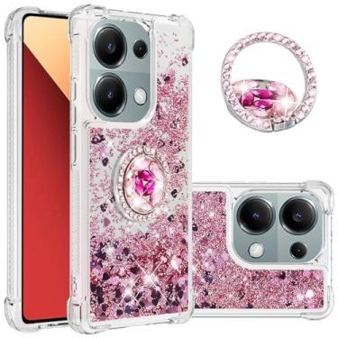 Imagem de Monwutong Capa de ajuste fino para Redmi Note 13 Pro 4G (não 5G), capa para Xiaomi Poco M6 Pro 4G, glitter líquido efeito areia movediça anel de silicone capa com suporte para Note 13 Pro 4G/Poco M6