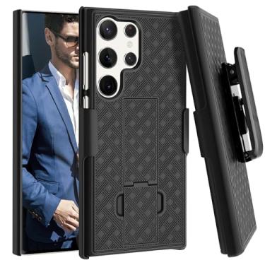 Imagem de Fingic Capa para Samsung Galaxy S24 Ultra com clipe de cinto, capa fina combo com suporte, coldre giratório, resistente, à prova de choque, antiarranhões, capa protetora para Samsung Galaxy S24 Ultra,