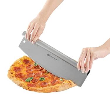 Imagem de Cortador de pizza de aço inoxidável Met Lux - com tampa - 33 x 8 cm - caixa com 1 unidade
