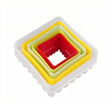 Imagem de Mydio Conjunto de 5 cortadores de biscoito de vários tamanhos, cortador de biscoito de dois lados (cortadores de biscuit e cortadores de bolo), cor aleatória (quadrado)