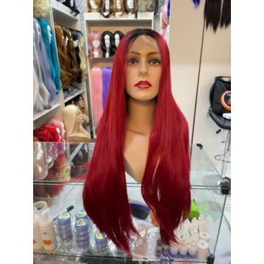 Imagem de Front Lace Lacewig Peruca Premium, Vermelha Ombrehair lisa 75cm - Jupe