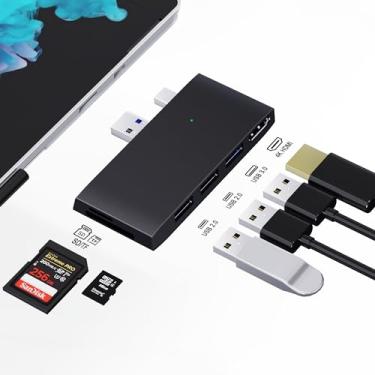 Imagem de Adaptador de hub USB 3.0 para estação de ancoragem Surface Pro 4/Pro 5/Pro 6, acessórios de superfície, dongle multiportas com HDMI 4K, leitor de cartão de memória TF/SD, compatível com Microsoft