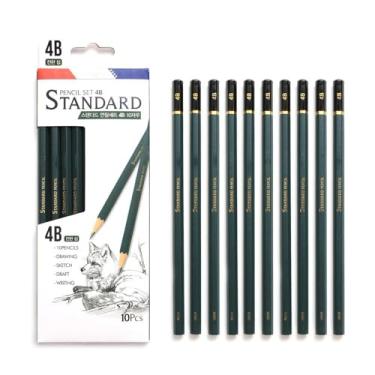 Imagem de Conjunto de lápis de esboço e desenho padrão 4B, para artistas profissionais iniciantes, conjunto de lápis de esboço de grafite preto (10 peças)