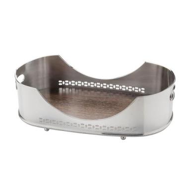 Imagem de Bandeja com Galeria Alta Cross Prata com fundo de madeira - St James