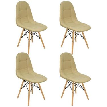 Imagem de Kit 4 Cadeiras Charles Eames Botonê Eiffel Wood Estofada Couro - Liant