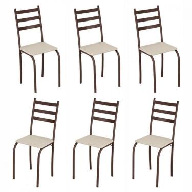 Imagem de Conjunto Com 6 Cadeiras Marabá Marrom Assento Creme Teixeira Marrom Com Creme