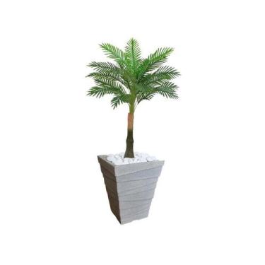 Imagem de Planta Artificial Árvore Palmeira Real Toque 1,2m kit + Vaso Trapezio 