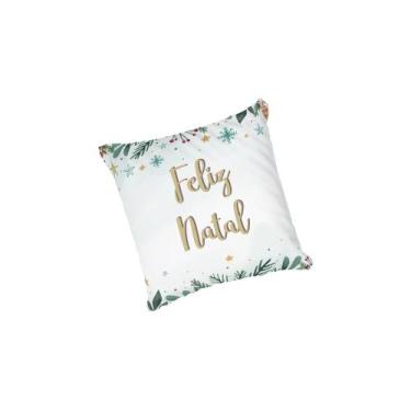 Imagem de Almofada com enchimento Feliz Natal Folhagens - Fabrika De Festa