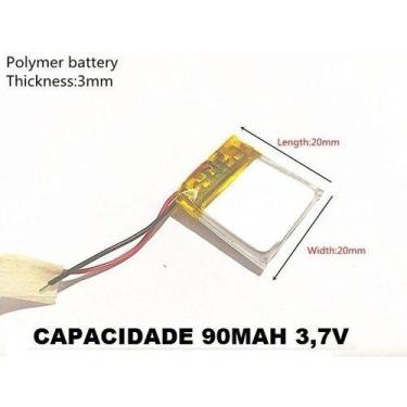 Imagem de Bateria 3,7v 90 Mah Pequena 3mm X 20mm X 20mm  Cr - KMIG