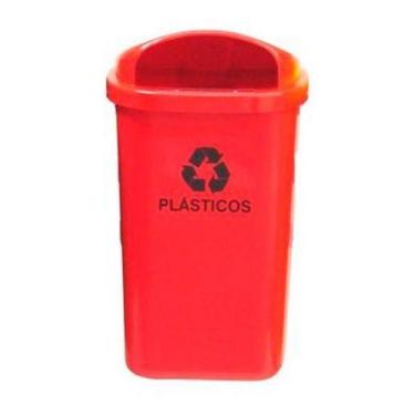 Imagem de Cesto Individual Para Coleta Seletiva Vermelho Sem Poste 50l - JSN