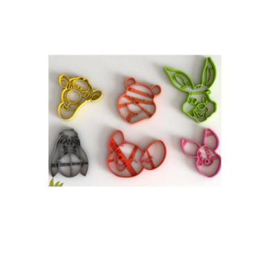 Imagem de Kit Cortador Biscoito Ursinho Pooh com 6 Personagens - Embody 3d, 7CM