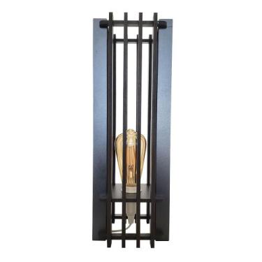 Imagem de Abajur Madeira Decoração Quarto Cabeceira Modelo Torre Preto 40cm Bivo