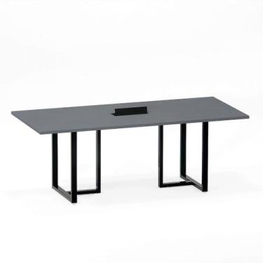 Imagem de Mesa de Reunião Retangular com Power Box Tubular P25 Pandin 2,0 M Graf