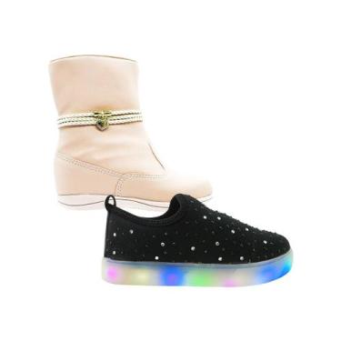 Imagem de Tenis Feminino e Coturno Infantil - KIT 2 PARES Tam 20 ao 34 - sapatin