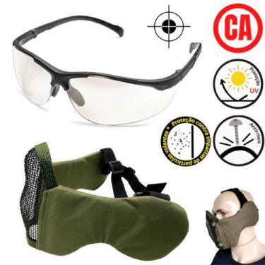 Imagem de Oculos Tatico Antirrisco Ca UV Paintball e Mascara Meia Face Com Prote