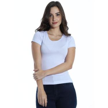 Imagem de Baby Look Feminina Básica Lisa Viscolycra Branca - Anistia, G