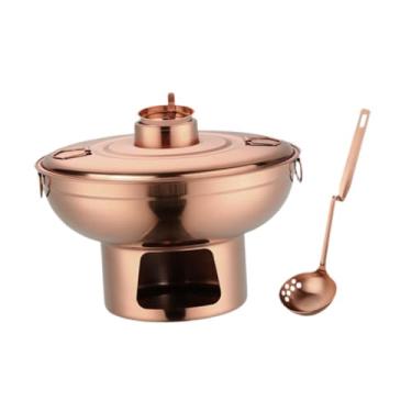 Imagem de Qianly Chafing Dish Mini Shabu Hot Pot Redondo Prático Utensílios de Cozinha Álcool Fogões Hot Pot Camping Fogão para Churrasco Caminhadas Casa, Rosa