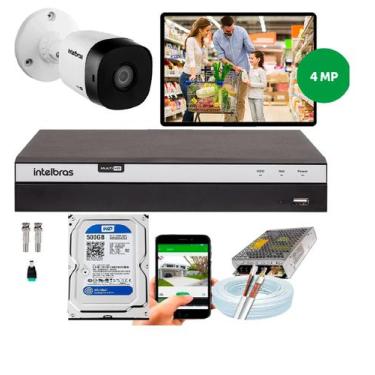 Imagem de Kit CFTV Intelbras HD 1 Câmeras 1120B DVR MHDX 3104 C/HD 500gb