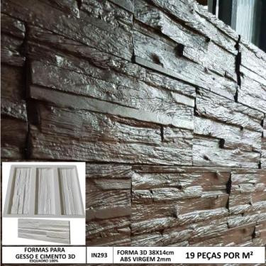 Imagem de Forma 3d gesso 3 madeiras 38x14cm ABS 2mm Molde Para Gesso/cimento 3d 