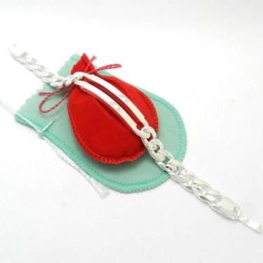 Imagem de Pulseira Masculina 18cm 1cm Largura Folheada Prata PL215 - Wnbijouteri