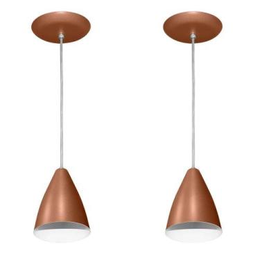 Imagem de Lustres pendentes Cobre cozinha americana balcão sala alumínio Par 17x