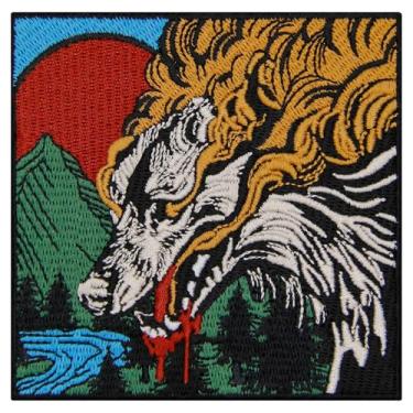 Imagem de Zegins Emblema bordado The Bloody Wolf in The Mountain Patch com aplique de ferro na costura