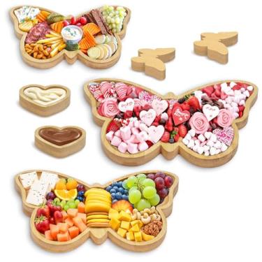 Imagem de Cartas de charcutaria de borboleta de madeira, ecológicas, tábuas de charcutaria de madeira para pratos de frutas e queijos, pratos de comida de vegetais, letras de charcutaria, enchimento de