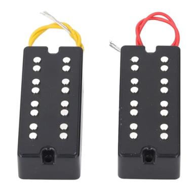 Imagem de Conjunto de captadores Humbucker ajustáveis, Substituição de captador de guitarra de bobina dupla com 2 furos, estilo aberto para baixo elétrico de 4 cordas (preto)
