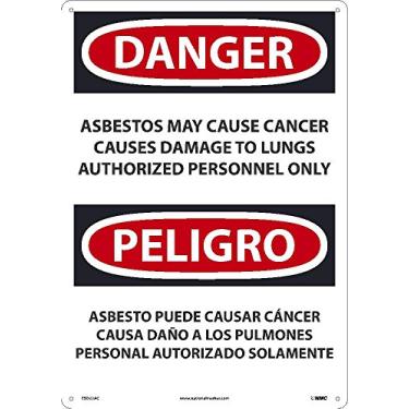 Imagem de ESD22AC Marcador nacional PELIGRO Sinal de amianto - Pode causar câncer causa danos aos pulmões apenas pessoal autorizado, 35,5 cm x 50,8 cm, 040 ALUM