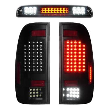 Imagem de Luz traseira de LED + kit de 3ª luz de freio adequado para Ford F-250 F-350 F450 F550 Super Duty 1999-2007, luz traseira de LED de alta montagem, lente preta fumê