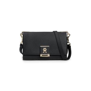 Imagem de Tommy Hilfiger Bolsa de couro com alça transversal, Preto, One Size