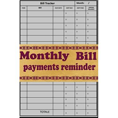 Imagem de monthly bill payments reminder: Tracker Organizer Planner Log Book Money Debt Keeper Family Budgeting Financial ... Notebook Simple Accounting Ledger ... Date, Amount Due, Amount Paid, Unpaid Balance
