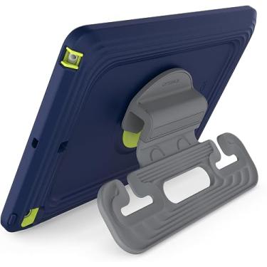 Imagem de OtterBox Capa feita para crianças para iPad 7ª, 8ª e 9ª geração (tela de 10,2 polegadas - versão 2019, 2020 e 2021) com suporte de suporte e suporte para encosto de cabeça de carro - azul corajoso