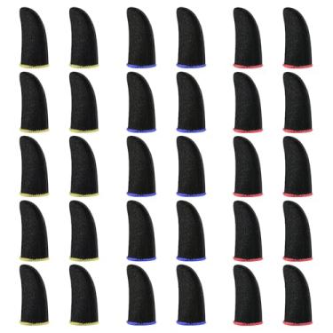 Imagem de WLLHYF 30 peças de luvas de dedo para gamer, suporte de compressão de carbono, luvas de polegar para tela sensível ao toque, capa antisuor, celular, tablet, jogos, estabilizador para todos os