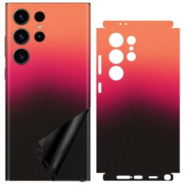 Imagem de SUKIDIOVQ Capa protetora de vidro para Samsung Galaxy S24 Ultra Skin Wrap Phone Gradient Color Vinyl Decal Glass Protector for Back Side Borders Camera Frame Not Phone Case S24u